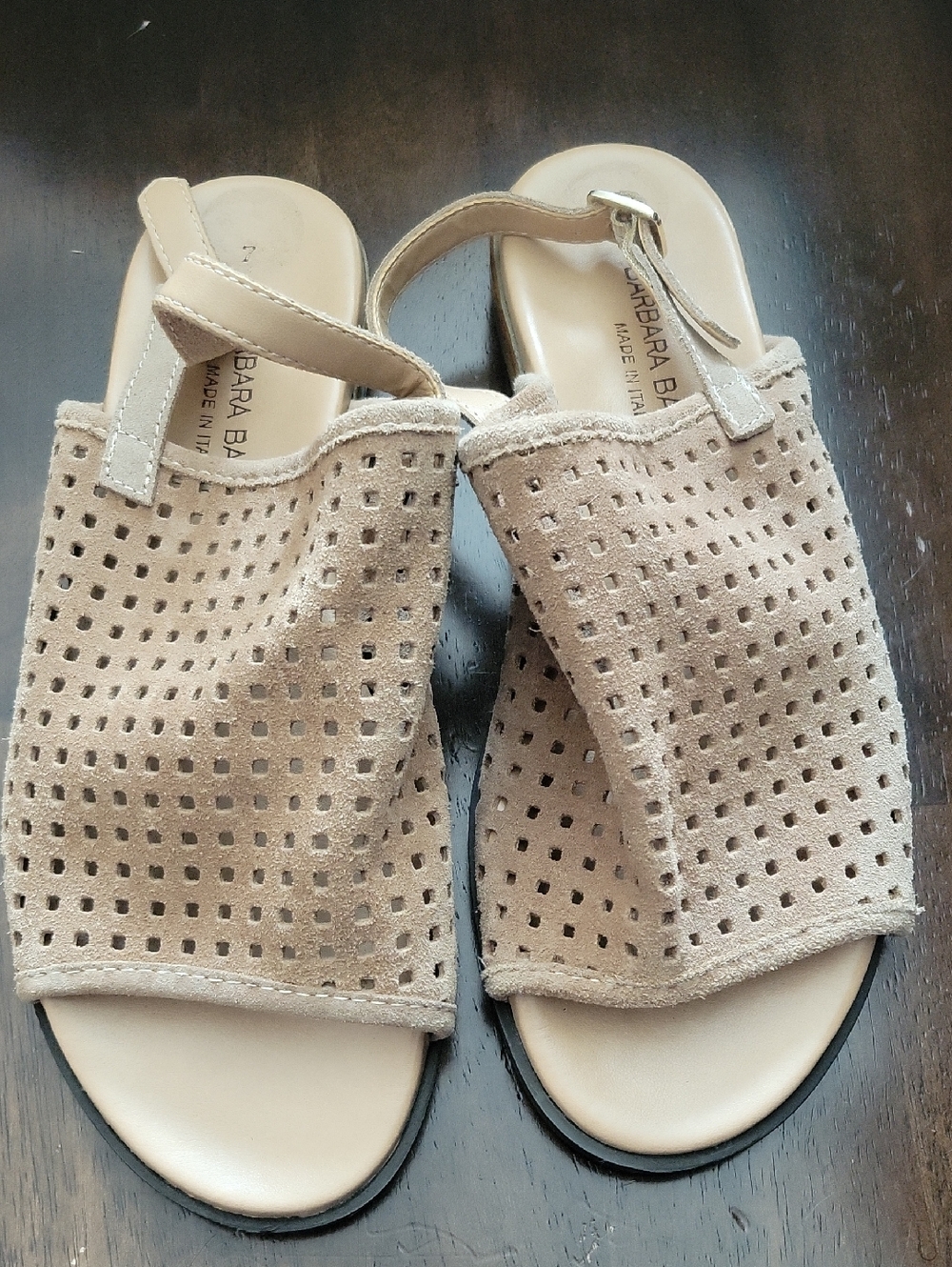 Barbara Barbieri Italy Perforated Suede Slingback Sandals size 7